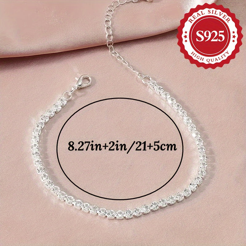 Women’s Adjustable Zirconia Anklet Sterling Silver Hypoallergenic Jewelry