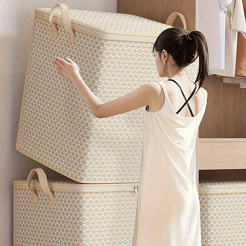 Organizador de bolsa de almacenamiento con cremallera impermeable para ropa, lavandería, mudanza, multifuncional, no tejido