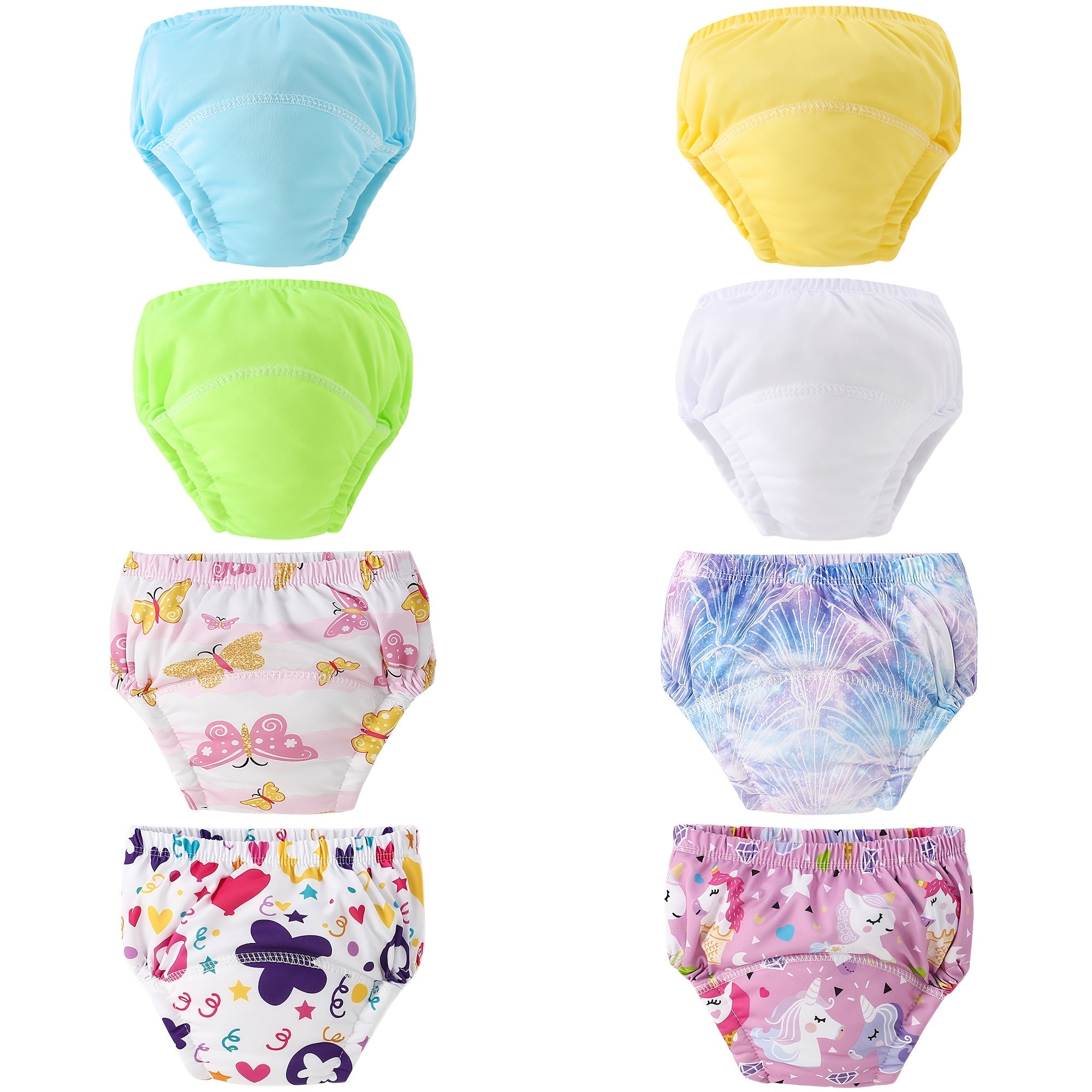 Набор из 8 тренировочных штанишек для детей - многоразовые, гибкие, с милыми дизайнами | Стимулирует независимость в приучении к туалету