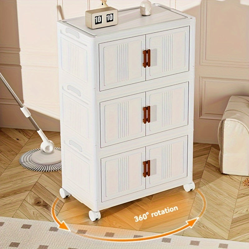 Plastic Storage Organizer with Wheels and Doors Large Capacity Stackable for Garage Basement and Playroom