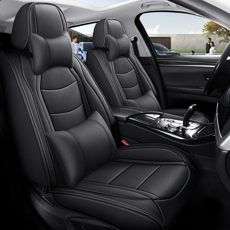 Avtomobil o‘rindigi yostiqchi, barcha mavsumlar uchun qarshilik ko‘rsatadigan PU charm, to‘liq qamrovli o‘rindiq qopqog‘i