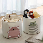 Cartoon Animal Print Felt Storage Basket for Toys and Diapers