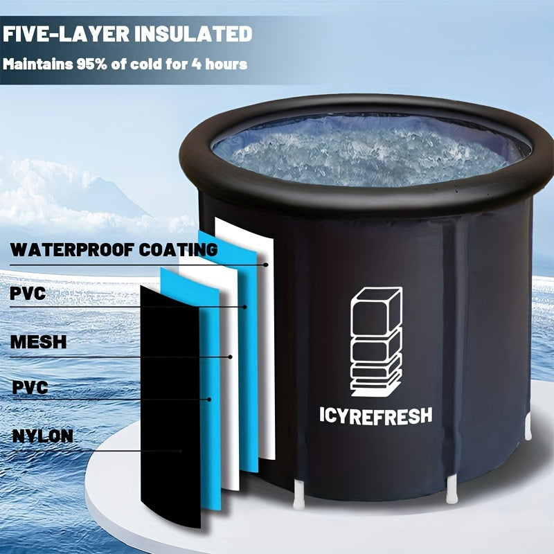 1 dona Katta Muzli Vanna Sportchilar uchun Qopqoq bilan, 105 Gallon (400L) Portativ Sovuq Suv Vannasi Tashqi Saqlash uchun Saqlash Sumkasi bilan.