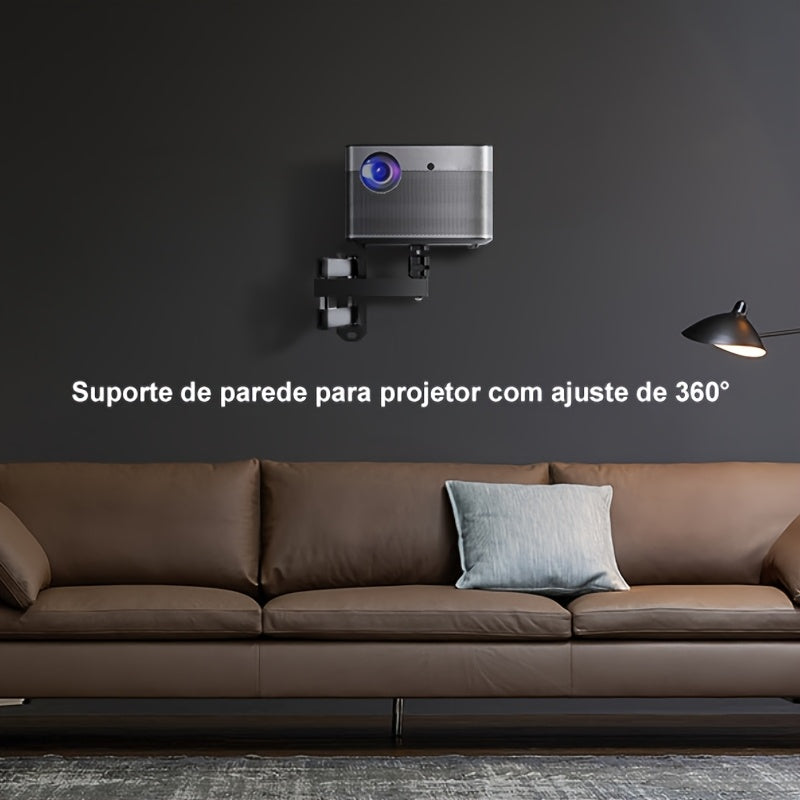 Soporte de proyector de pared plegable con 3 brazos giratorios ajustables para cine en casa, sala de estar, dormitorio