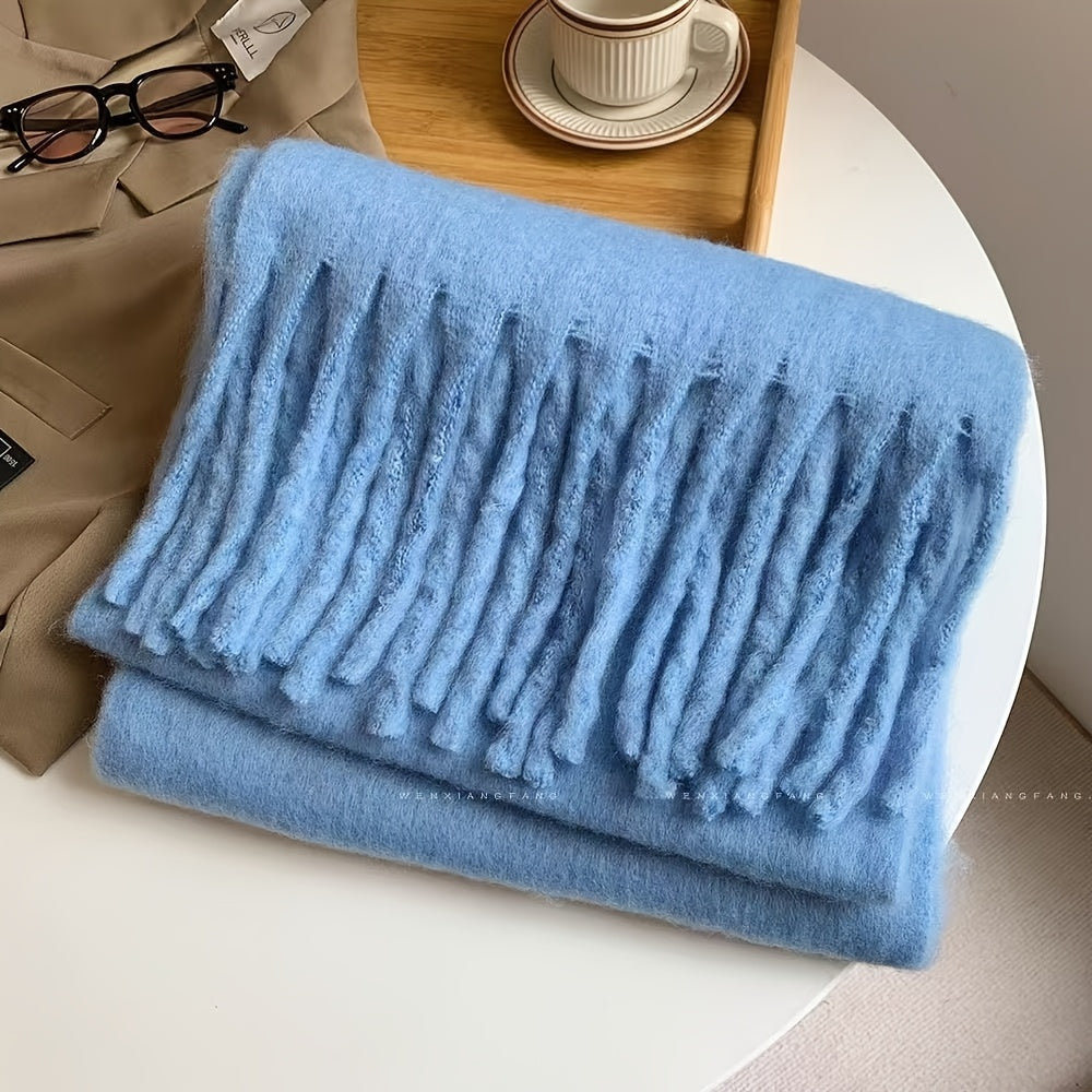 Women's Dog Tail Scarf Winter Soft Polyester Solid Color Autumn Fashion