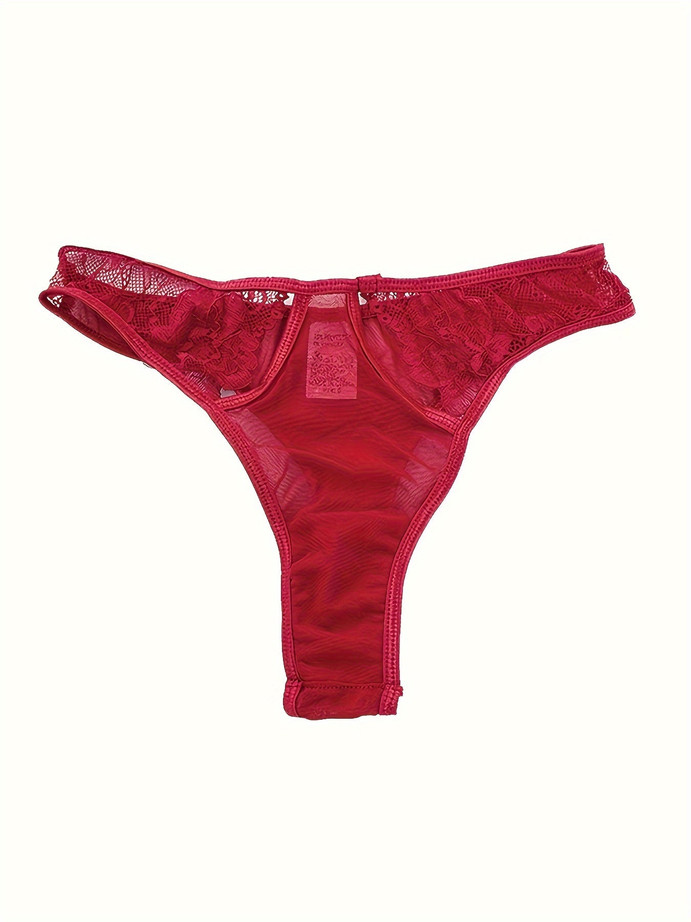 Lingerie Set 4-Piece Lace Detailing See-Through Stockings Garter Belt