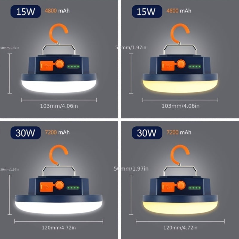 Linterna de camping LED recargable con base magnética, batería de litio de 4800mAh y 4 modos