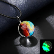Set of 4 Boho Retro Glass Orb Pendant Necklaces with Glowing Space Gemstones for Festivals and Travel
