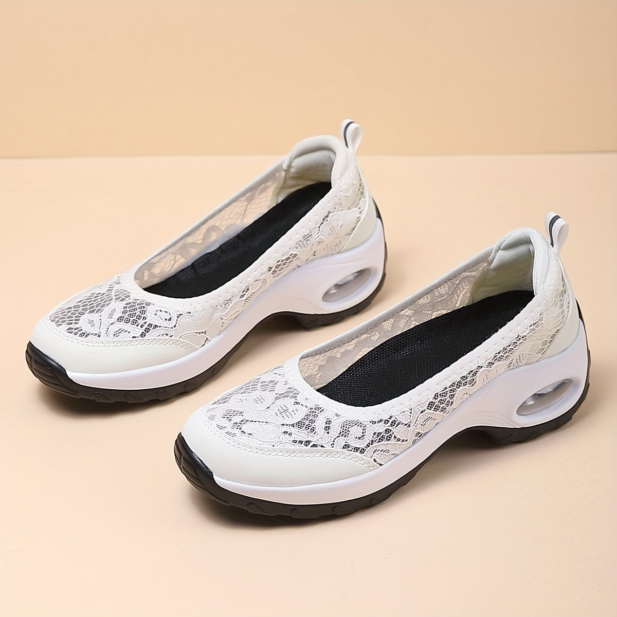 Women's Summer Casual Sneakers White Slip-On Low-Top Floral Fabric Lightweight