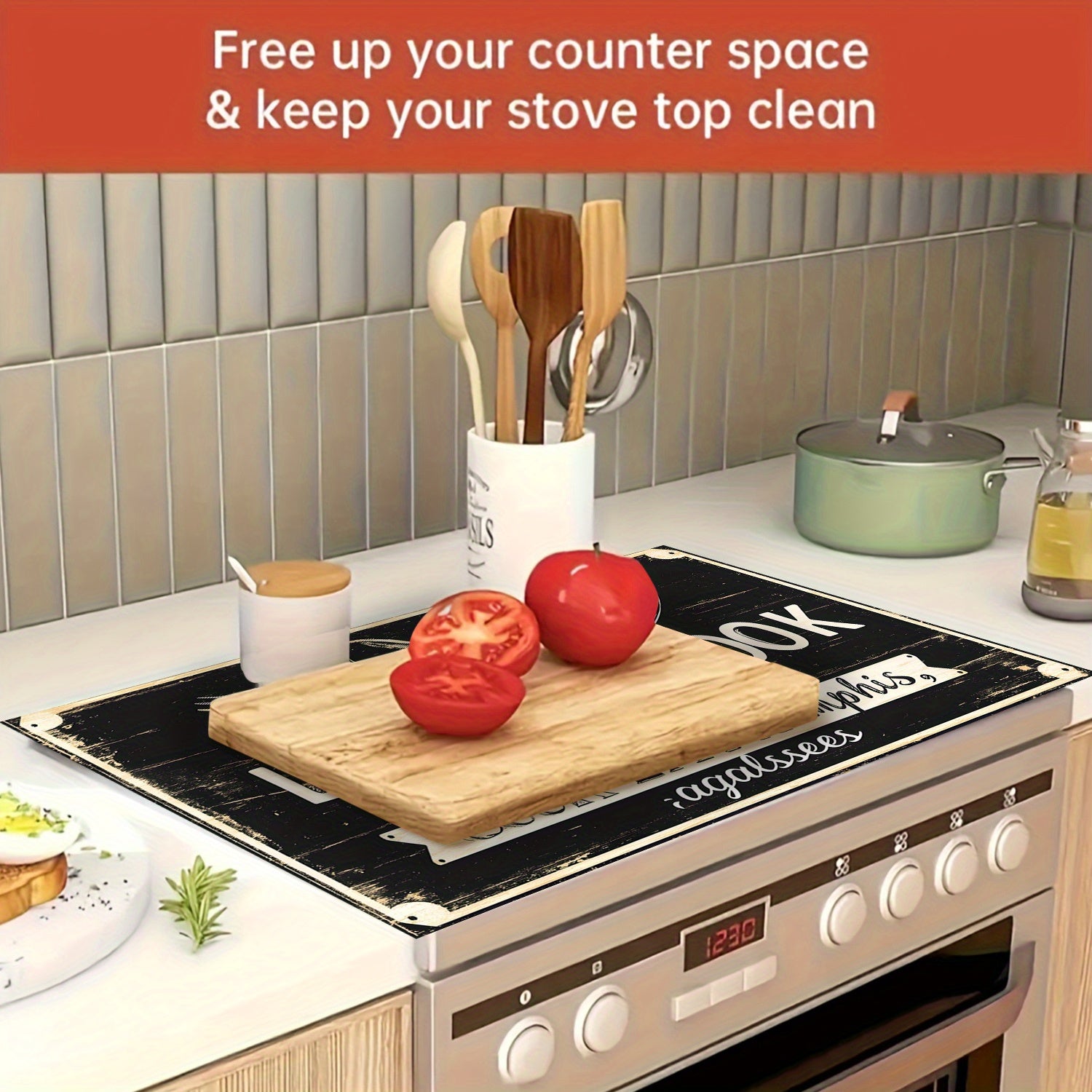 2D Flat Rubber Cooktop Protection Pad Non-Slip Scratch-Resistant for Stove Ovens