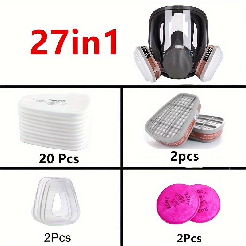 Маска респиратора полного лица многоразовая гипоаллергенная защита от пыли, газа для покраски, сварки