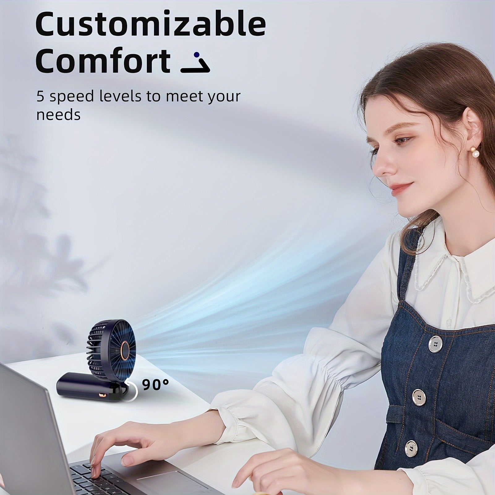 Portable Handheld Fan with LED Display Rechargeable Quiet USB Mini Fan for Indoor Outdoor Use