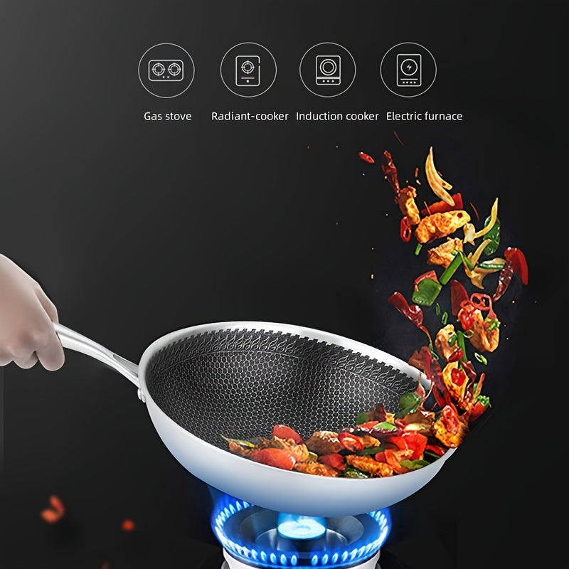 Sartén de acero inoxidable con recubrimiento antiadherente de panal de abeja de 10 pulgadas para cocción a gas y inducción