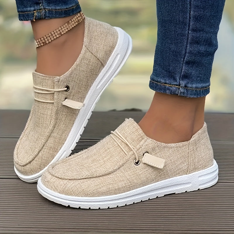 Women's Casual Slip-On Flats Breathable Woven Fabric Low Top Sneakers