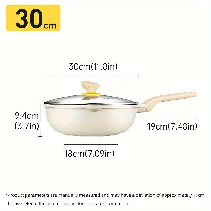 Сковорода Cooker King с антипригарным покрытием, со стеклянной крышкой, без PFOA, с термостойкой ручкой, керамическим покрытием, готовая для индукции, совместима со всеми плитами.
