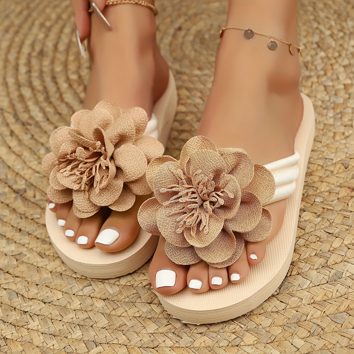 Women's Floral Flip-Flops Summer Beach Slides Casual Open Toe Sandals