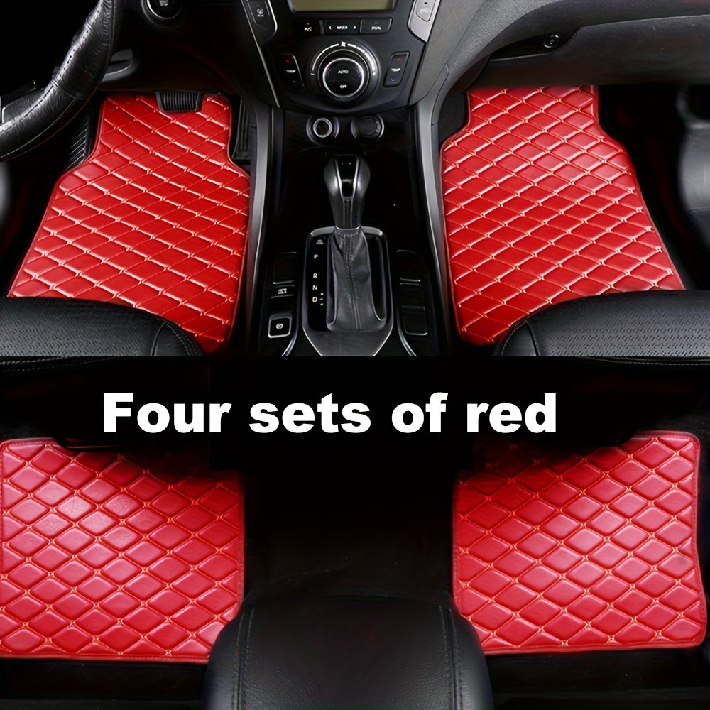 Car Foot Mats 4-Piece Set Faux Leather Non-Slip Universal Front and Full