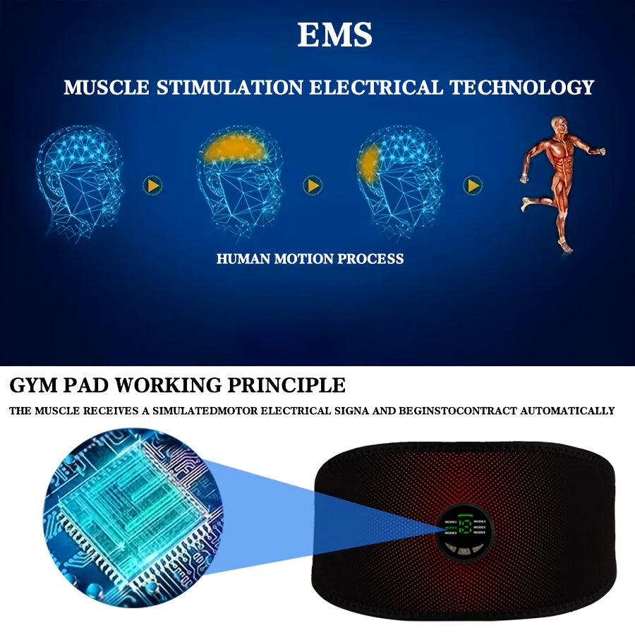 USB Charging EMS Muscle Massage Belt with 6 Modes and 18 Intensities for Full Body Use