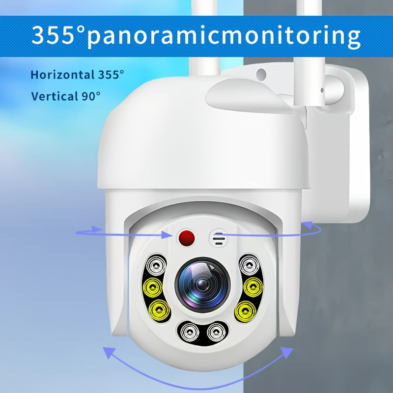 WiFi Security Camera 355° Pan/Tilt Color Night Vision 2-Way Audio Smartphone Compatible