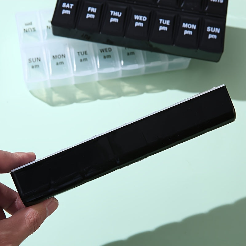 Portable Double Row Pill Box for Sorting and Storage with Braille