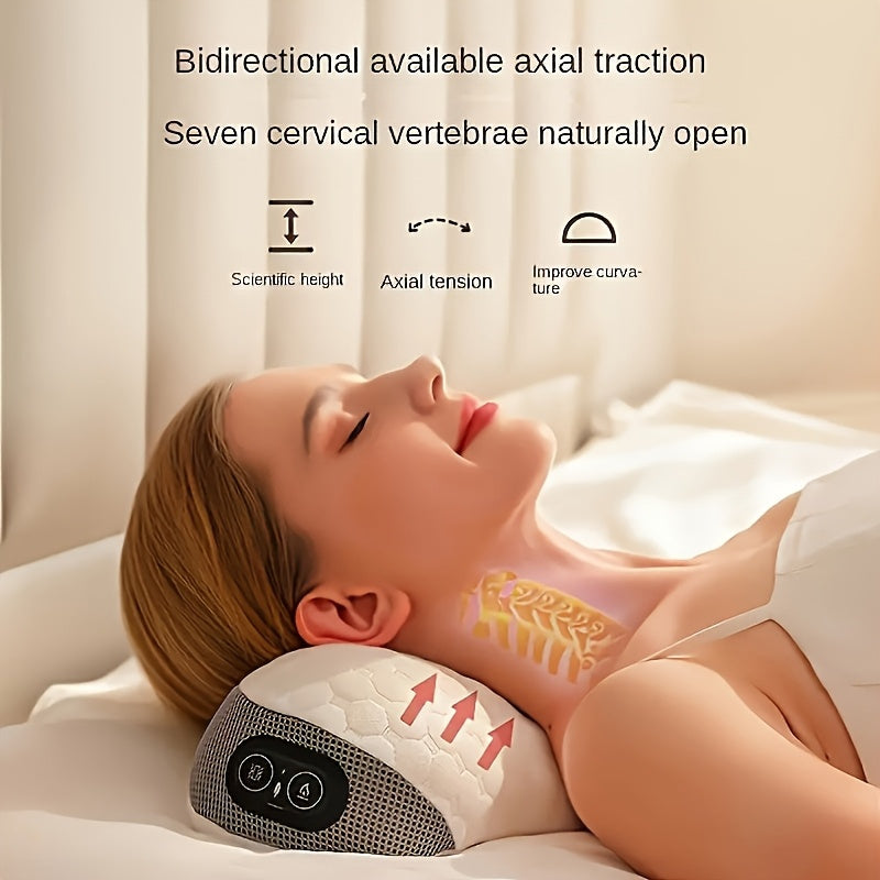 Almohada cervical de espuma viscoelástica con masaje de vibración térmica, tela ergonómica y transpirable