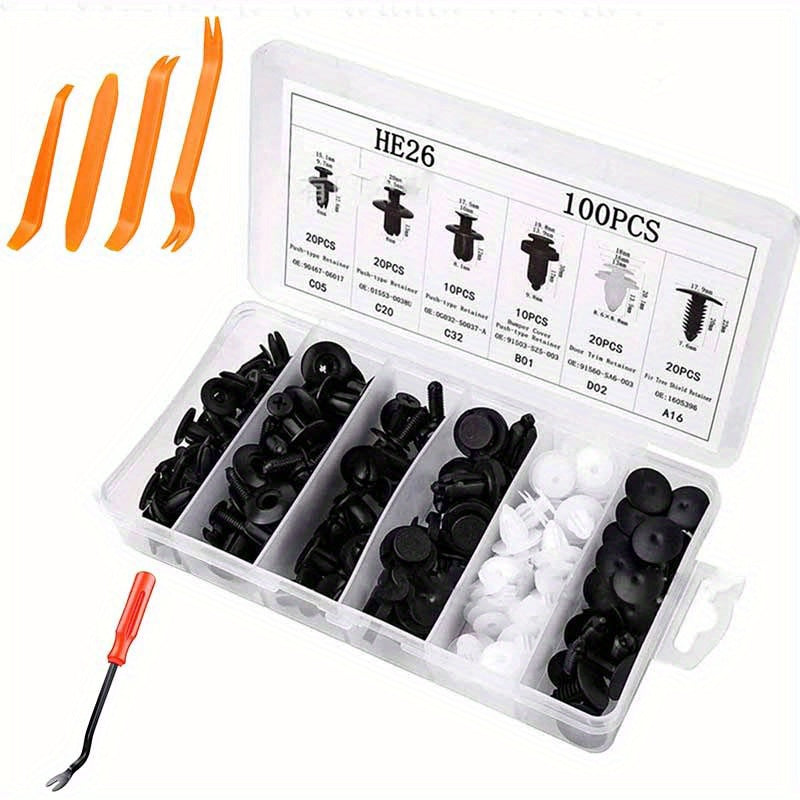 100 piezas de clips de retención para parachoques de coche, sujetadores de plástico para molduras de automóvil