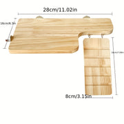 Plataforma de madera para mascotas pequeñas con escalera impermeable para hámsters, aves y animales pequeños