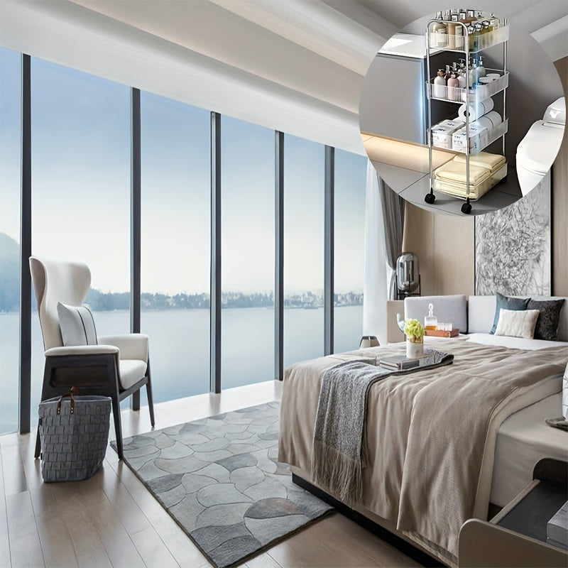 Acrylic Rolling Storage Cart with 3/4 Transparent Layers and 360° Wheels for Bedroom Bathroom Kitchen