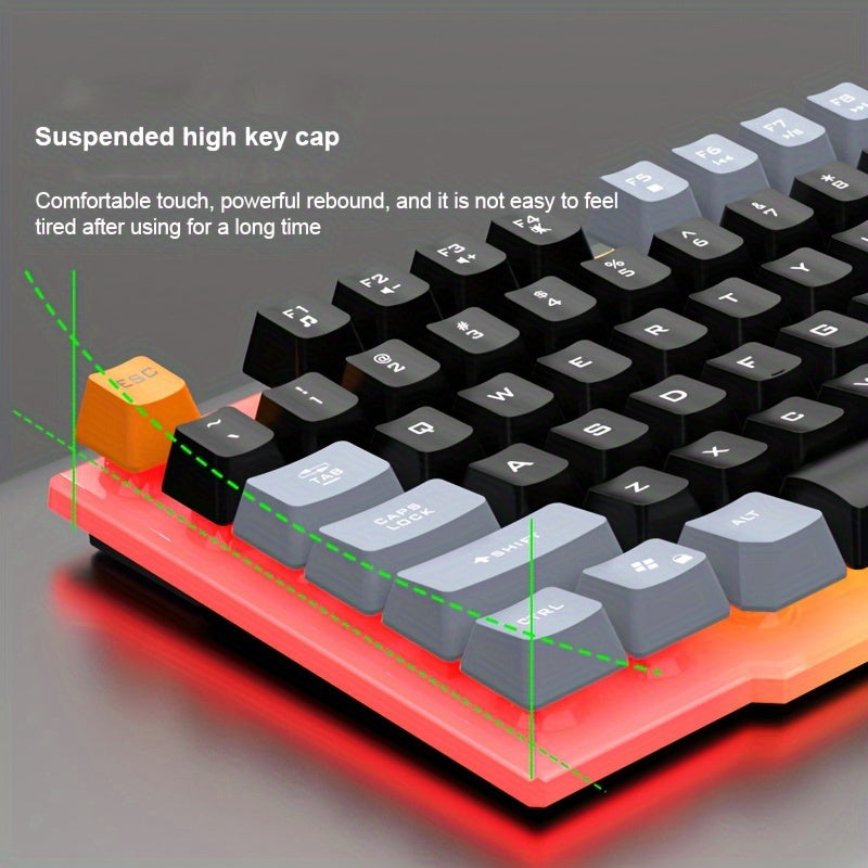 Set de teclado y ratón para juegos con iluminación RGB y diseño ergonómico
