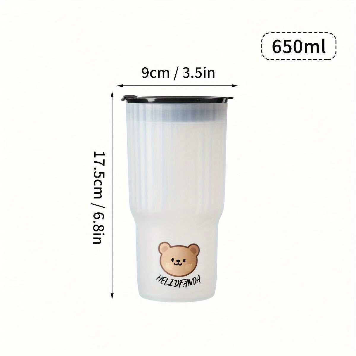 650ml Plastic Water Bottle for Kids and Adults Leak-Proof Portable Cute Bear Design