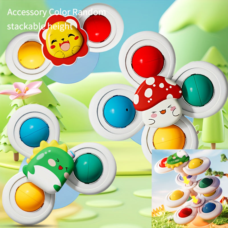 3 ta bolalar uchun aylanadigan o'yinchoqlar to'plami, boshlang'ich ta'lim uchun, plastmassa, ko'p rangli