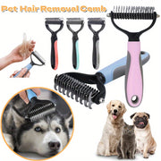 Dual-Sided Dog Grooming Brush Stainless Steel Knots Undercoat Remover