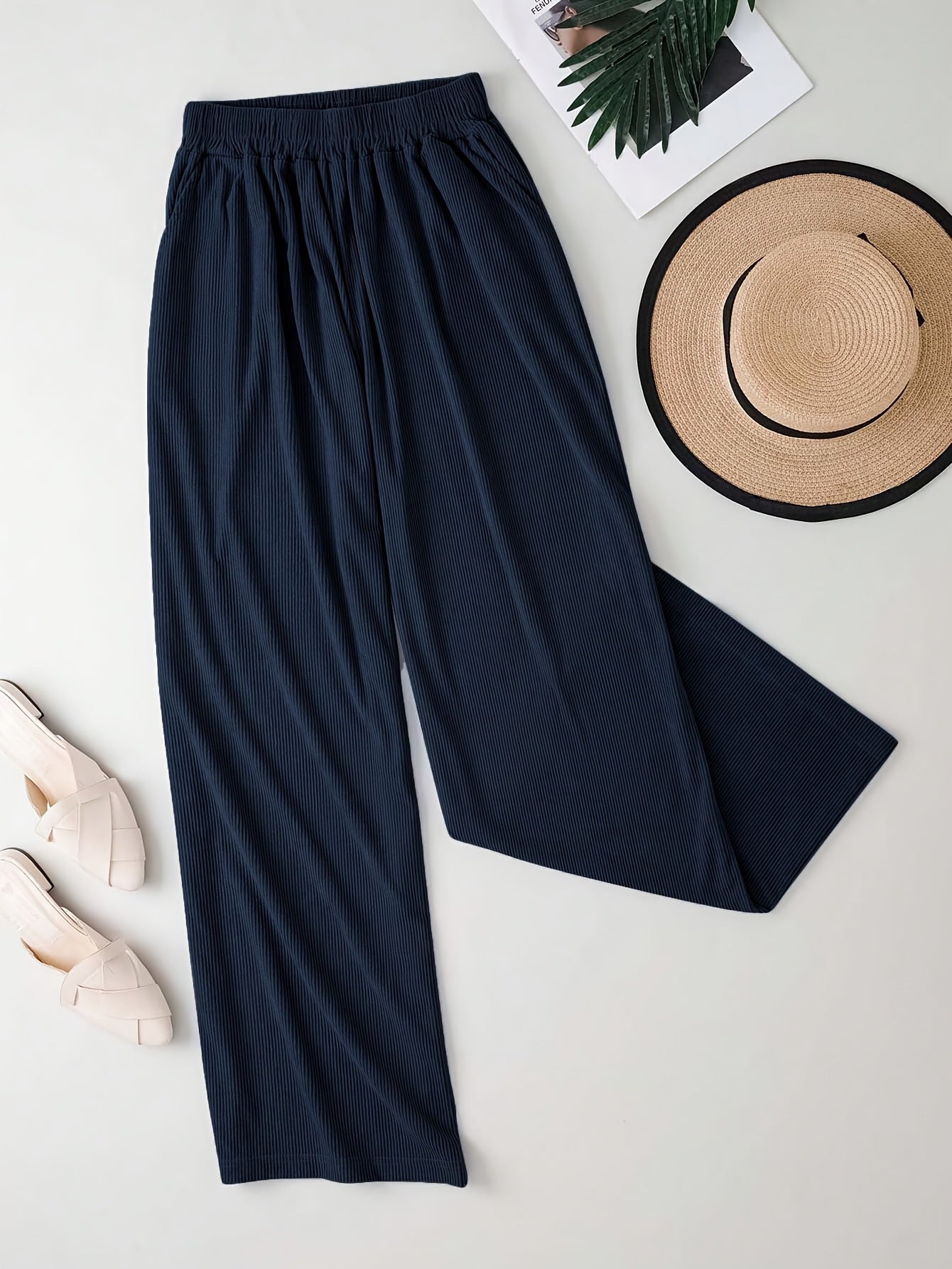 Pantalones sueltos de talla grande para mujer con bolsillos, cintura elástica, casual, primavera y otoño