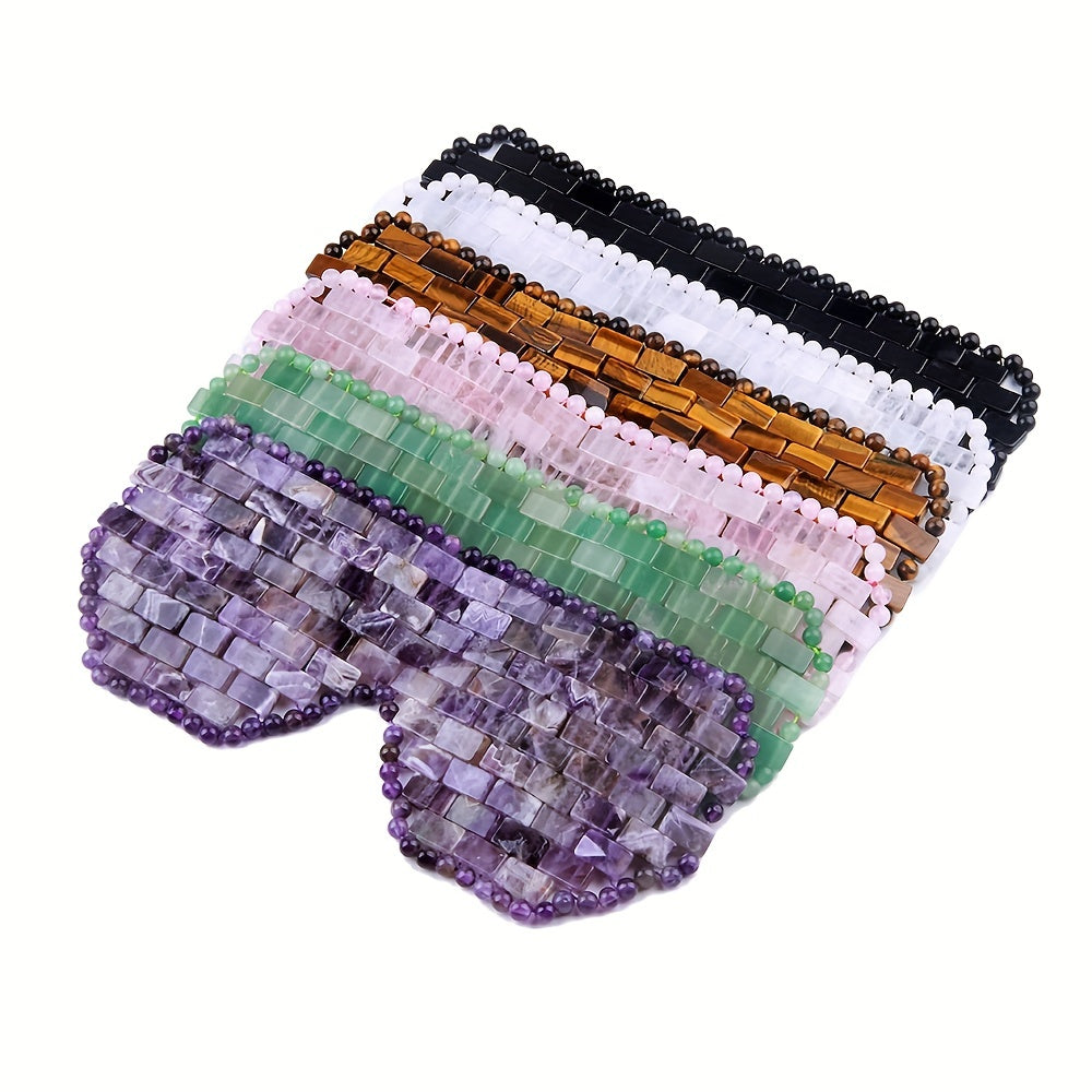 Natural Stone Eye Mask Rose Quartz Amethyst Obsidian Green Aventurine Yellow Tiger Eye Relaxation Sleep Mask