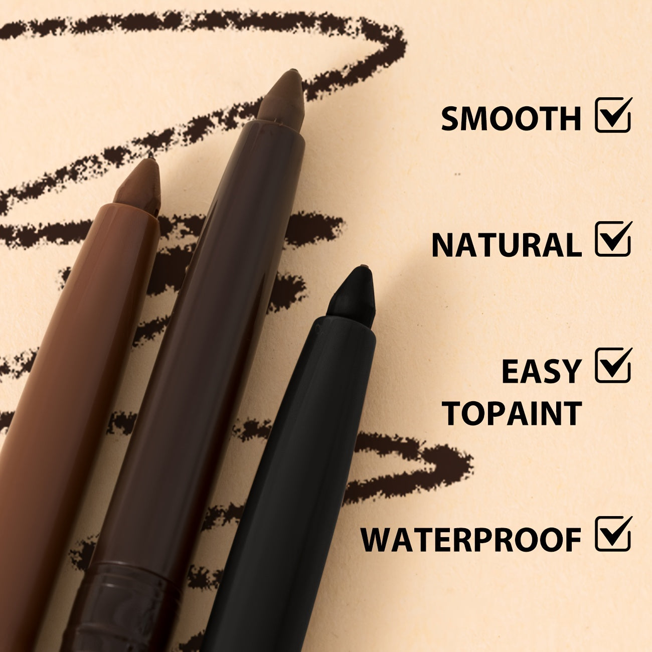 Women's Waterproof Gel Eyeliner Pen for Sensitive Skin, Smudge-Proof, Fast-Drying