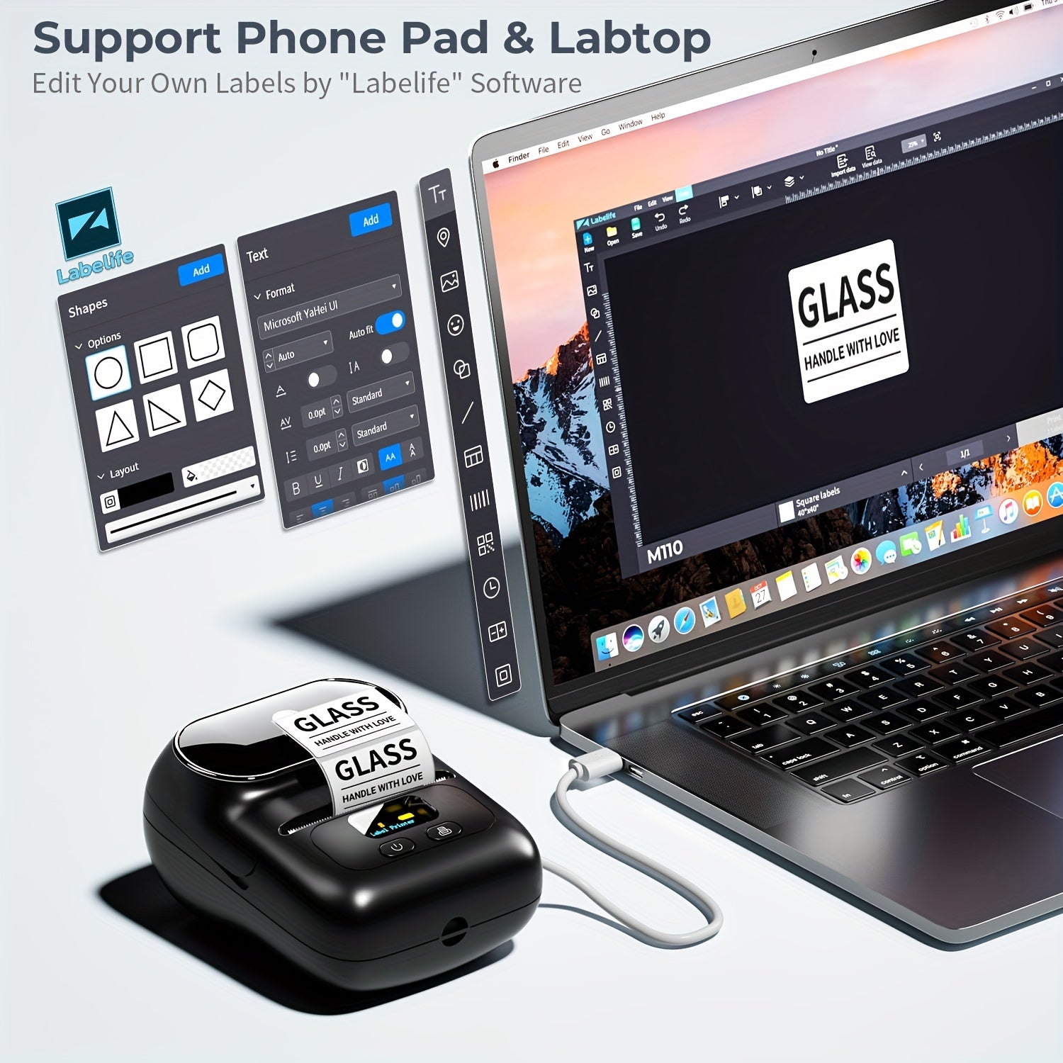 Impresora térmica portátil para etiquetas de código de barras, joyería, ropa y envío 20-50mm