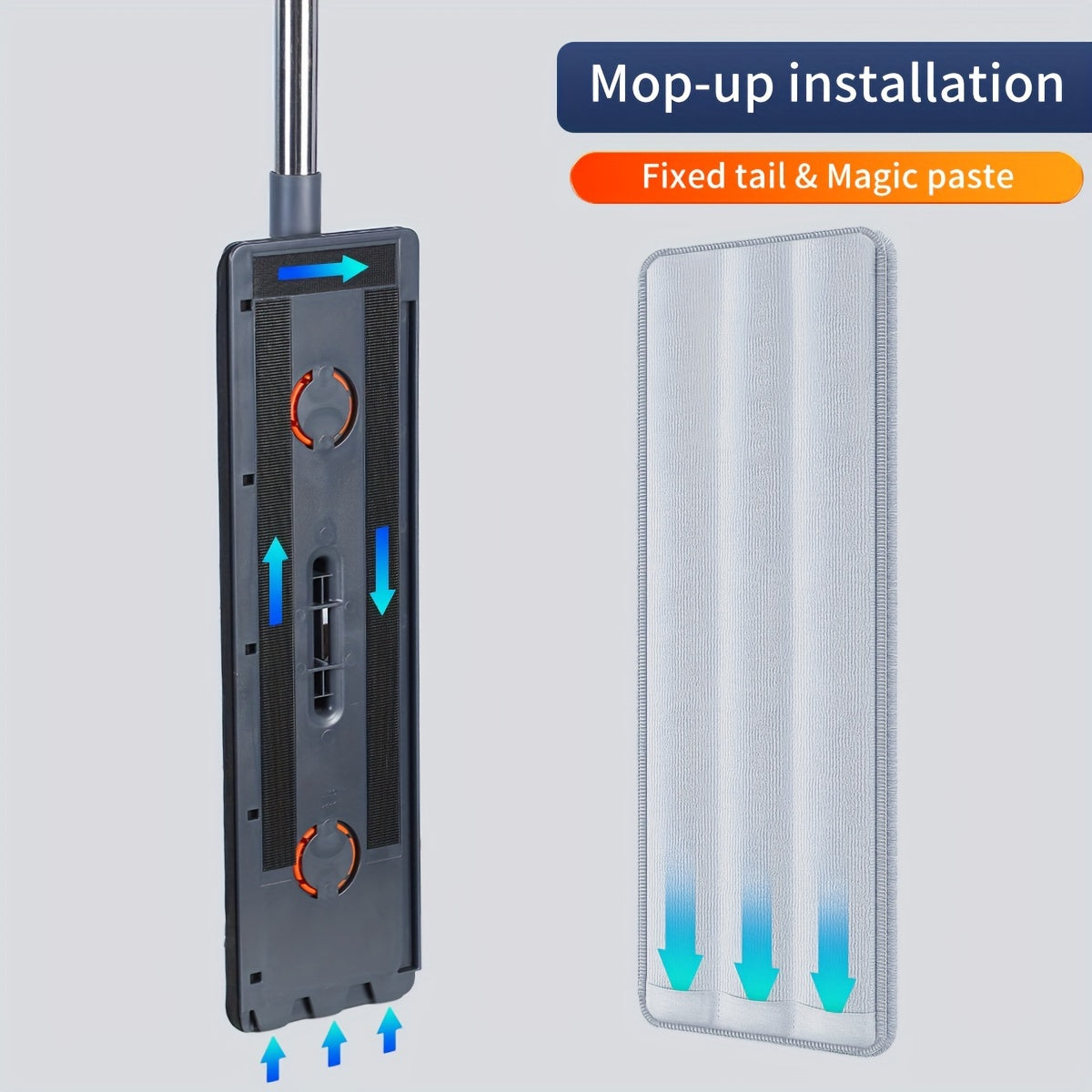 Ikki barrelli mop va qopqoq to'plami 33 sm zanglamaydigan po'latdan yuvish va quruq tekis moplar