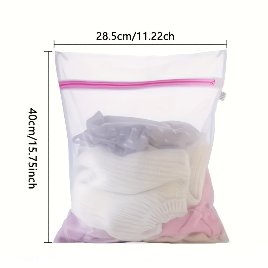 Set of 2 Laundry Mesh Bags for Clothing Storage and Travel Durable Polyester Zipper Bags