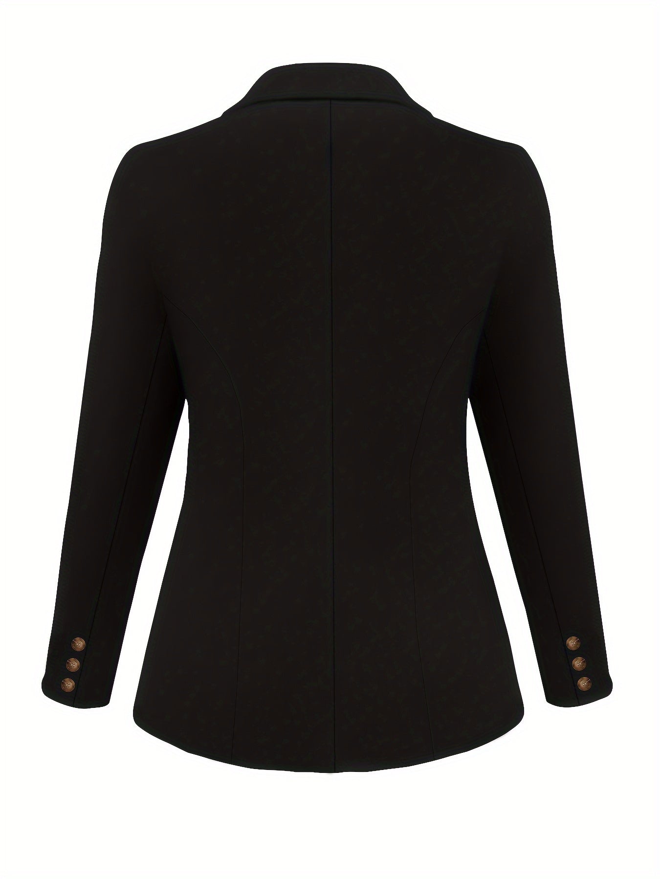 Ayollar uchun Elegant Plus Size Polyester Blazer - Yengil yaka, Bir rangli, Cho'zilmaydigan mato, To'qilgan, Bahor/Kuz modasi, Oddiy moslashuv bilan soxta tugmalar - 1 dona