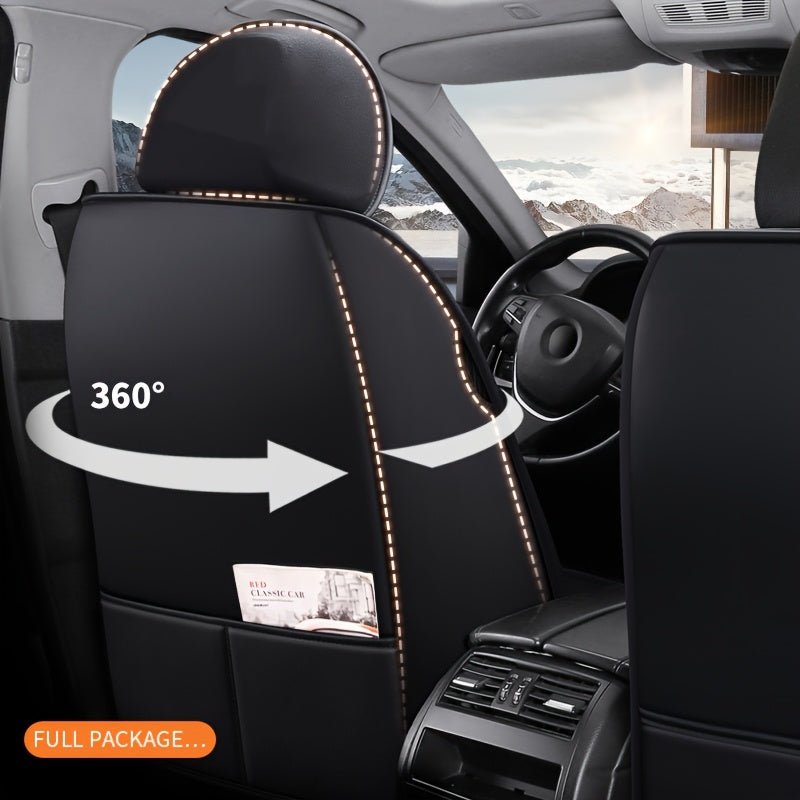 Полные чехлы на автомобильные сиденья для седанов и внедорожников на 5 мест Искусственная кожа Устойчивая к пятнам Легко очищается