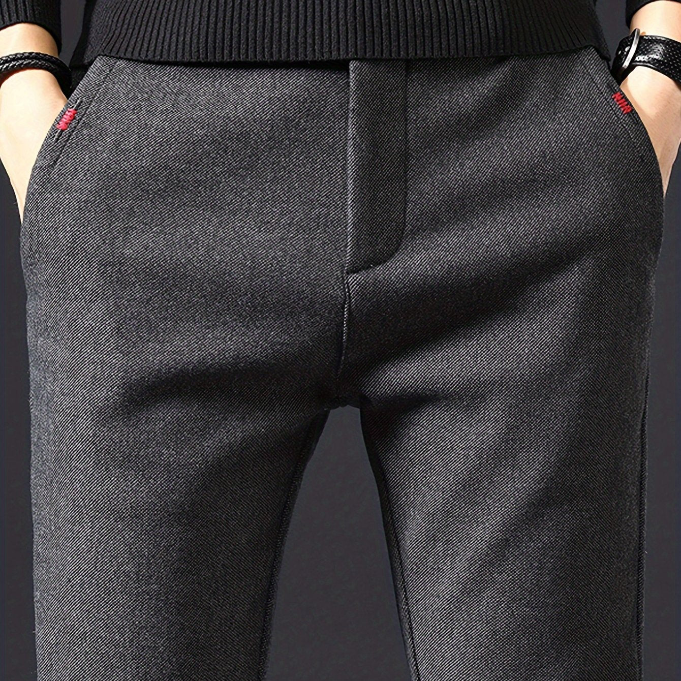 Мужские повседневные деловые брюки классического кроя, однотонные, легкий полиэстер, для всех сезонов