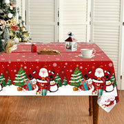 Christmas Tablecloth Red Santa Penguin Snowflake Polyester 130x220cm