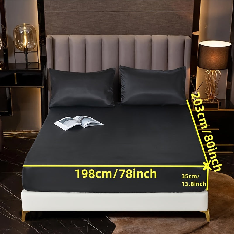 3-Piece Fitted Sheet Set with Pillowcases Polyester Bedding Soft Skin-Friendly