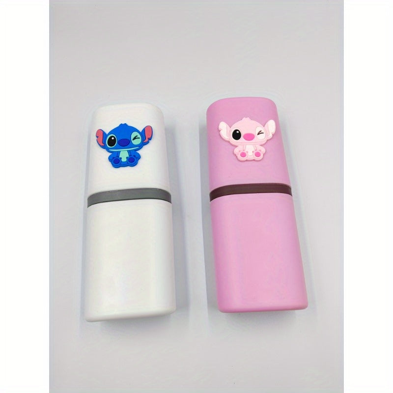 Kids Plastic Travel Toothbrush Holder and Cup Set with Toothpaste Storage