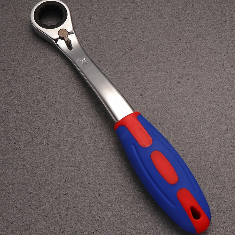 Унисекс пластиковый двухсторонний трещоточный ключ 8-19мм с изогнутой рукояткой