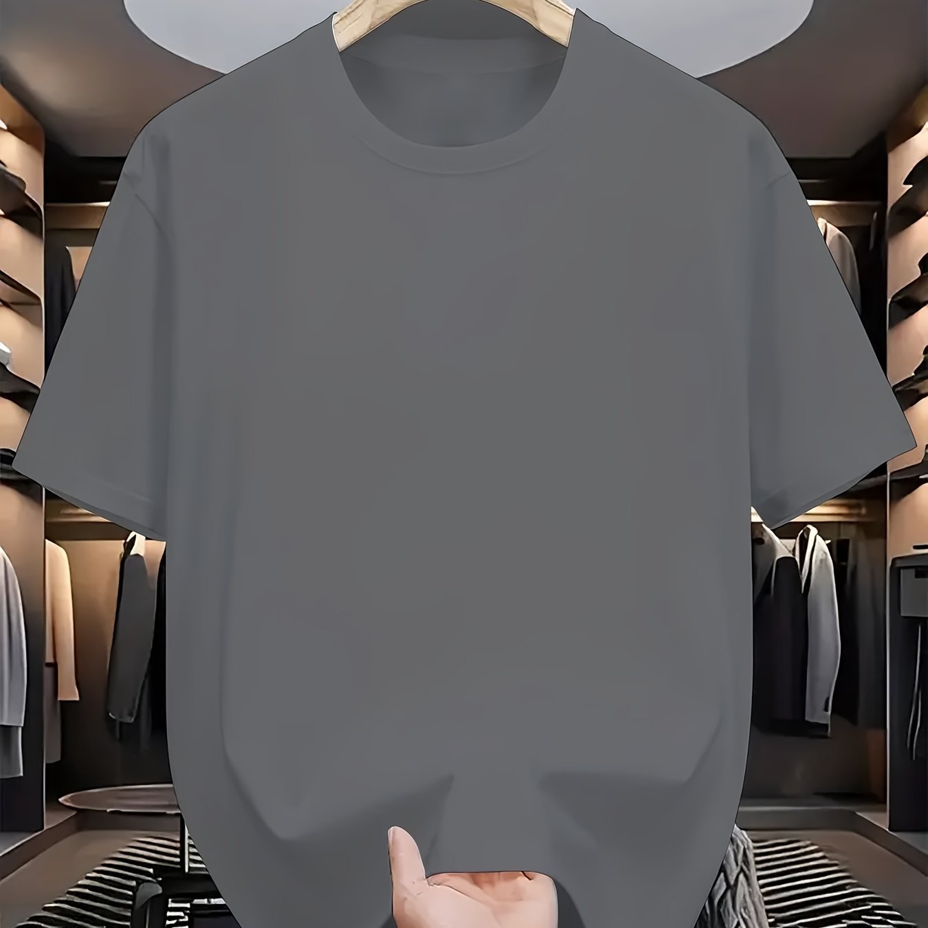 Camiseta de color sólido para adultos con cuello redondo y manga corta, mezcla de poliéster, para todas las estaciones, casual