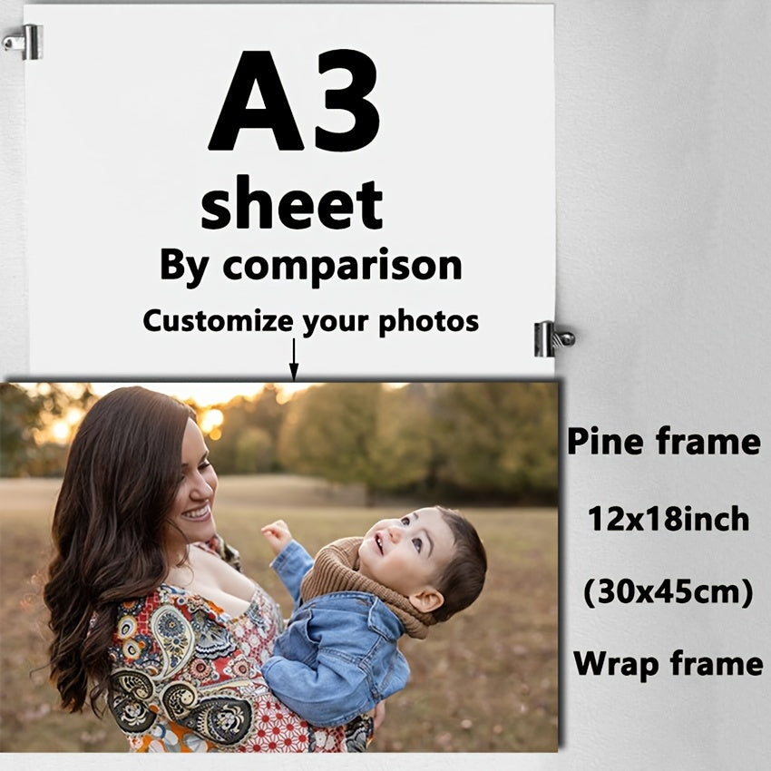 Personalized Family Photo Canvas Print Framed Wall Art for Living Room Bedroom Office