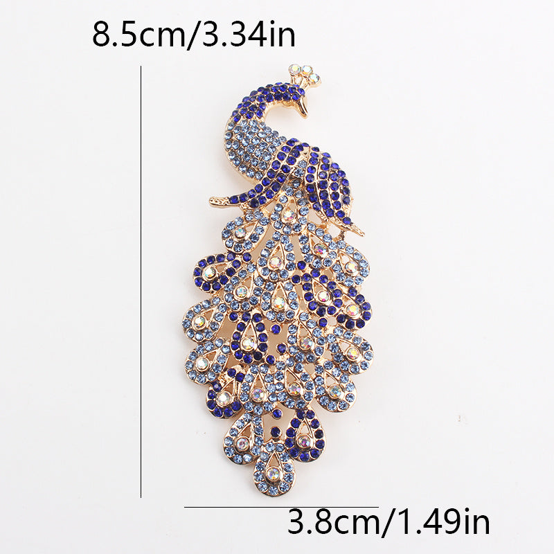 Vintage-Inspired Rhinestone Peacock Brooch for Women Elegant Jewelry Accessory