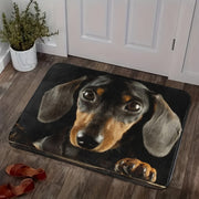 Machine Washable Black Dachshund Door Mat Non-Slip Absorbent Entrance Rug