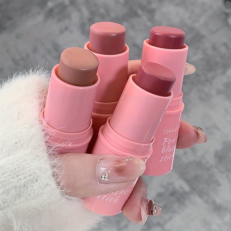 Ayollar uchun suvga chidamli matli blush stick, o'rtacha qamrov, pushti, barcha teri turlari uchun